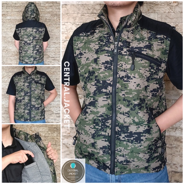 Rompi Motor Pria Motif Loreng Army - Rompi Parasut Terof