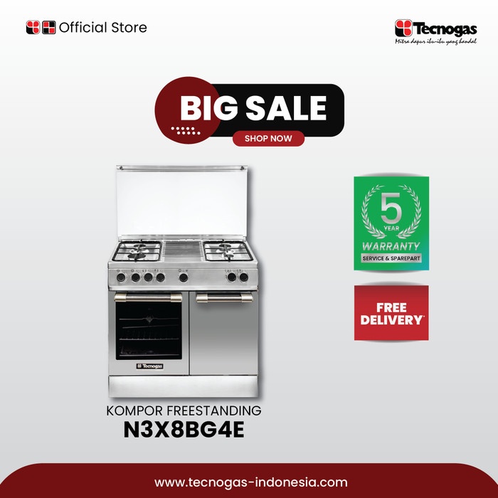 Tecnogas Kompor Free Standing N3X8BG4E