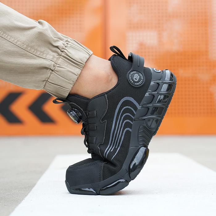 Terbaru Sepatu Safety Shoes sporty hitam pria wanita kerja proyek tactical outdoor tali putar ujung