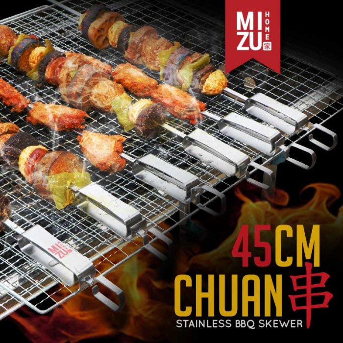 Uan 45Cm Stainless Bbq Skewers Tusuk Sate Stenlis Tusukan Daging