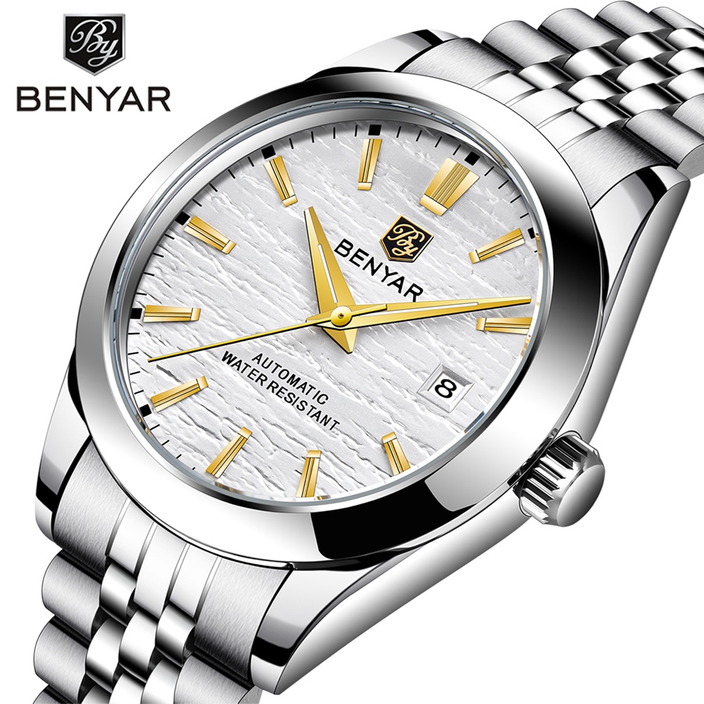Benyar New Automatic Mechanical Wristwatch By5209 Fashion Classic Watch Stainless Steel With