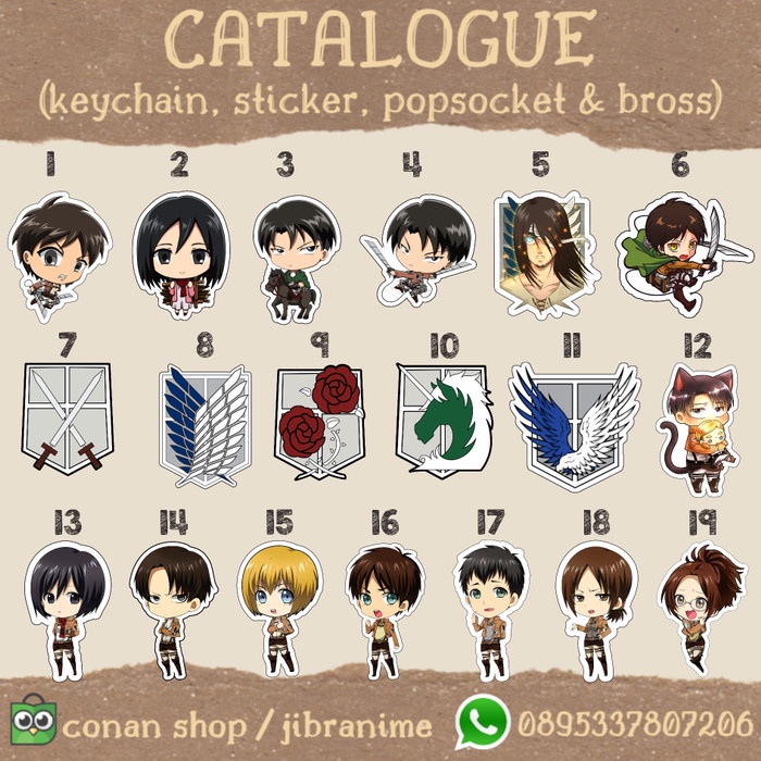 

KOMPLIT gantungan kunci akrilik / gantungan anime attack on titan / SNK