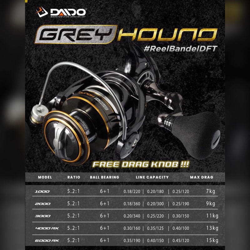 Reel Daido Grey Hound 1000 2000 3000 4000 6000 Power Handle