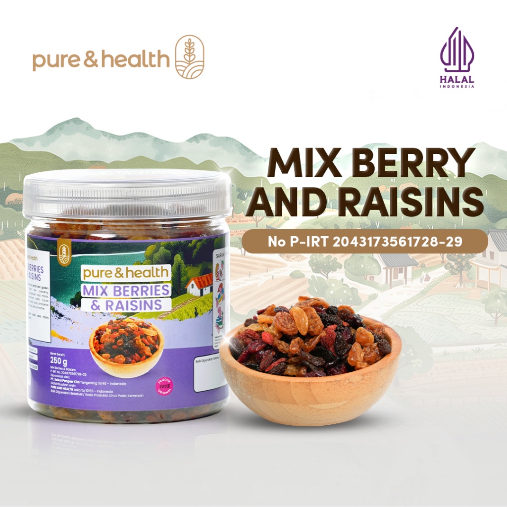 

Mix Berries and Raisins 250 Gram Pure and Health - Buah Berry Kering Cranberry Kismis Goji Berry WE!