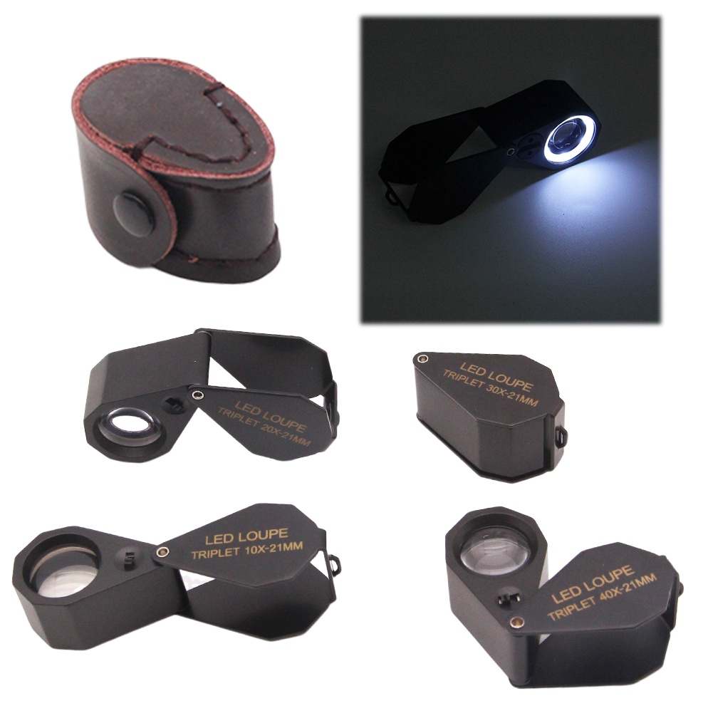10X 20X 30X 40X Illuminated Jewelers Loupe Magnifier Foldable Jewelry Magnifier Jewelers Loupe for G