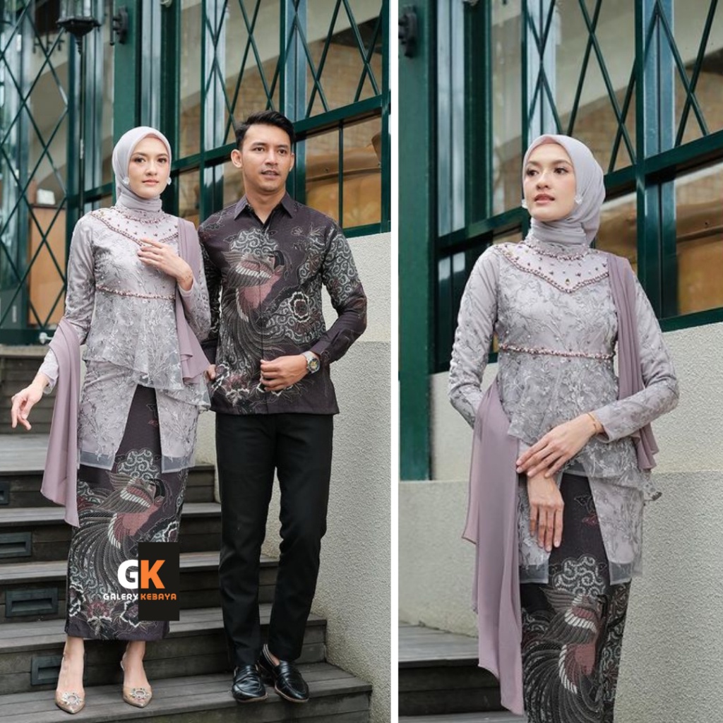 PROMO / Batik Kebaya Couple Modern Kaluna Kebaya Wisuda Set Tunik Lamaran Tunangan Batik Baju Couple