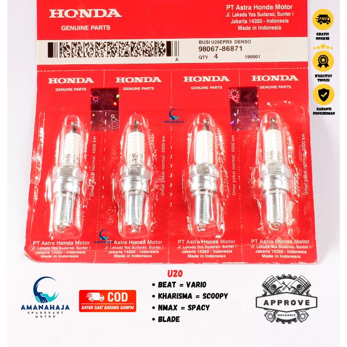 (PAKET 4 PCS) BUSI MOTOR HONDA UNTUK SEMUA MOTOR HONDA SPAREPART HONDA SPAREPART ASLI / SPAREPART