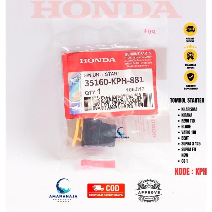 TOMBOL STARTER STATER HONDA KHARISMA (KPH) SPAREPART MOTOR HONDA SPAREPART ASLI / SPAREPART KUALITAS