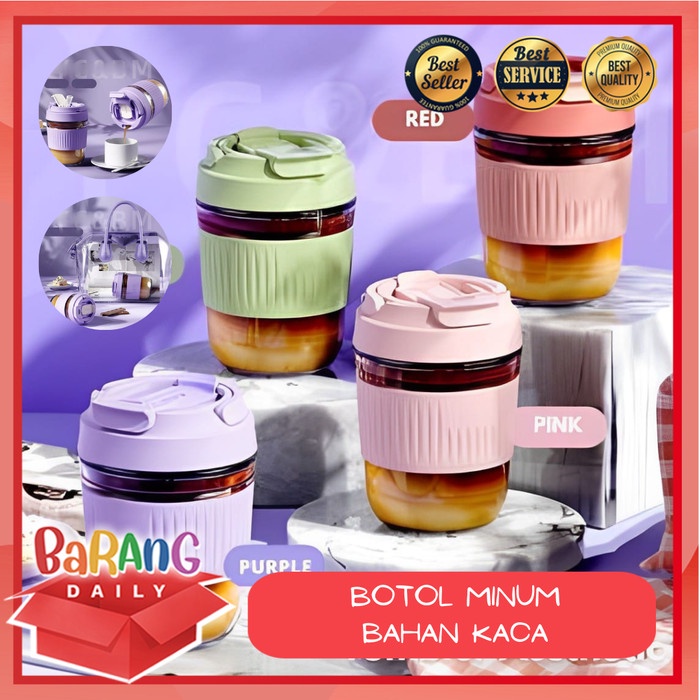 TUMBLER BOTOL KOPI MINUM KACA ANTI TUMPAH