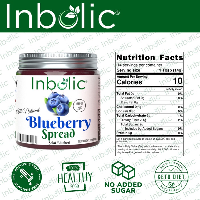

Inbolic Sugar Free Blueberry Jam Selai Bluberi Bebas Gula Keto