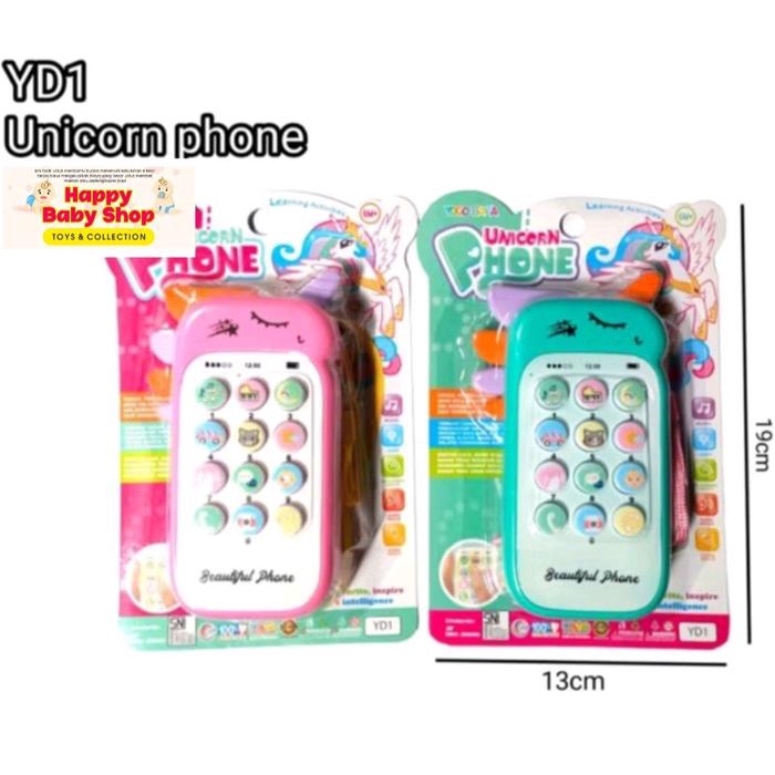 Mainan Anak Edukasi Telepon HP Unicorn YD 1 suara musik