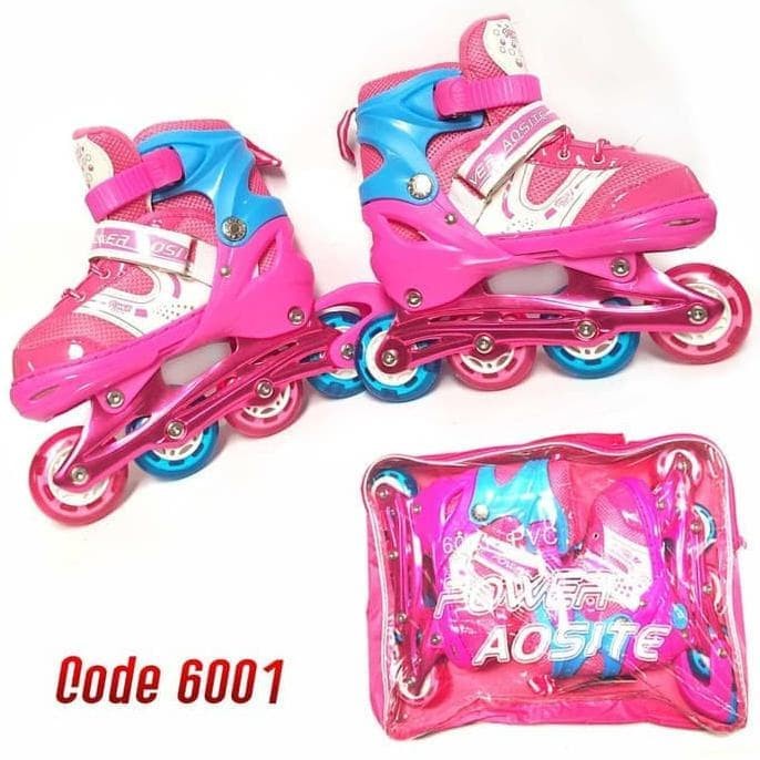 Sepatu Roda Anak Inline Skate Kids Ban Karet Led Pvc Power Aosite 6001