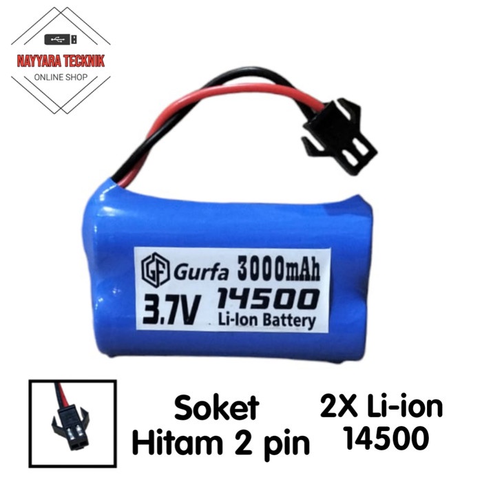 Baterai RC/ Speaker 2X 14500 500mAh 3.7V SOKET HITAM 2 PIN