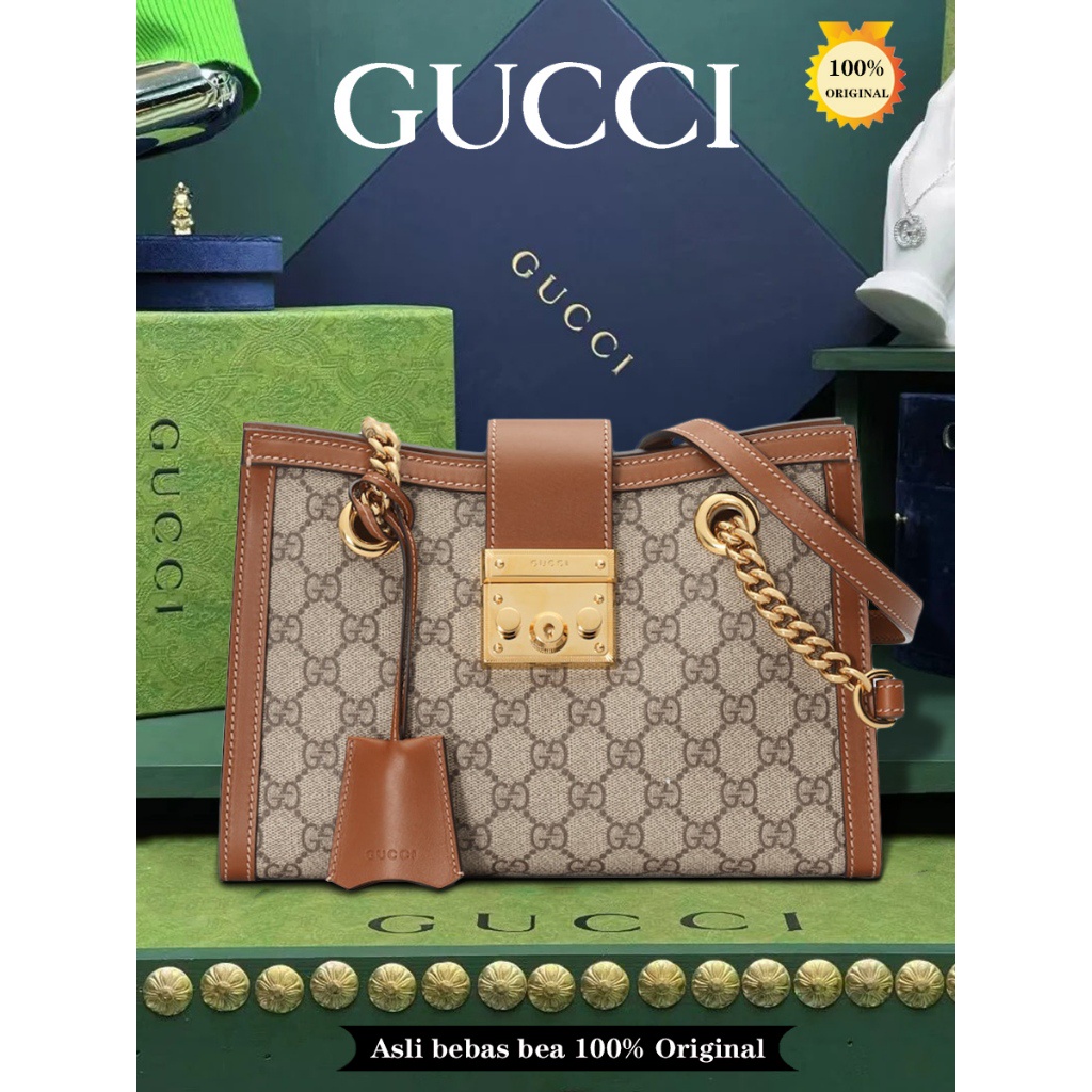 100% original GUCCI Padlock Gembok tas bahu GG kecil Tas Selempang & Bahu Wanita 498156 Tas Wanita