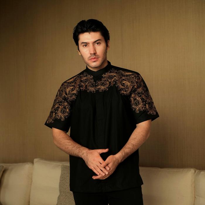 Xavier - Bastoh Baju Koko Bordir Pria Lengan Pendek