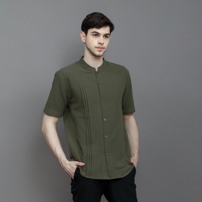 Baju Koko Pria - FAHAD Short Sleeve Koko Shirt - Olive Green