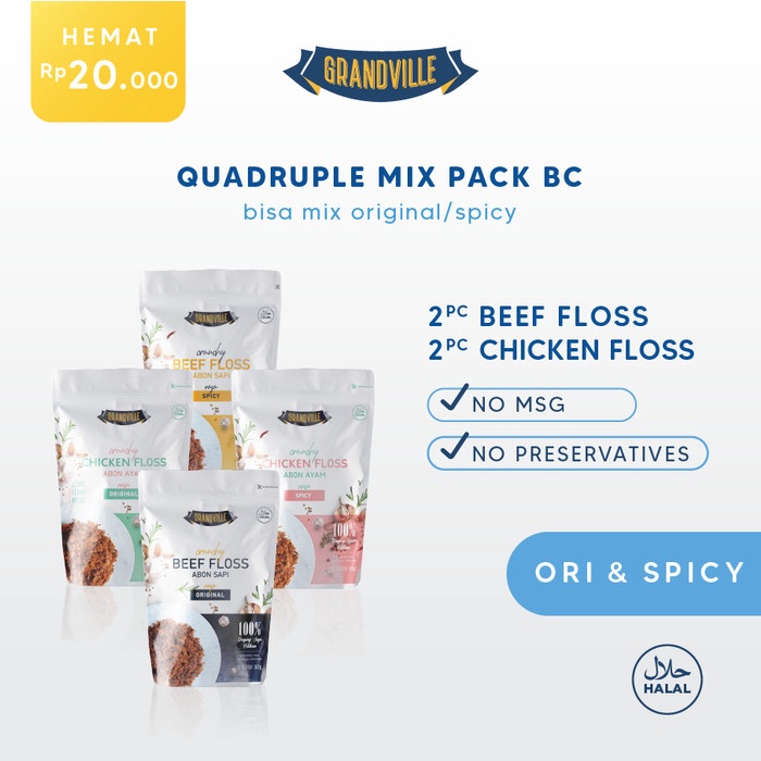 

[dch] - [PREMIUM] 4Pc Grandville Abon Mix Abon Sapi [2Pc] & Ayam [2Pc]