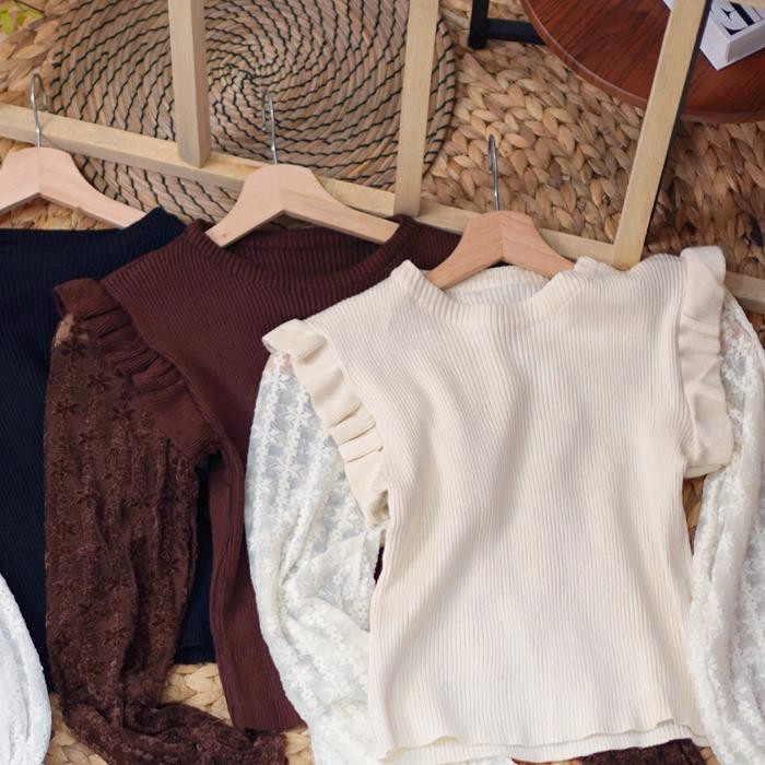 WEWEE Kenji Blouse mewah elegan 2024 ala korea Outer Wanita Atasan Bulu Knitwear