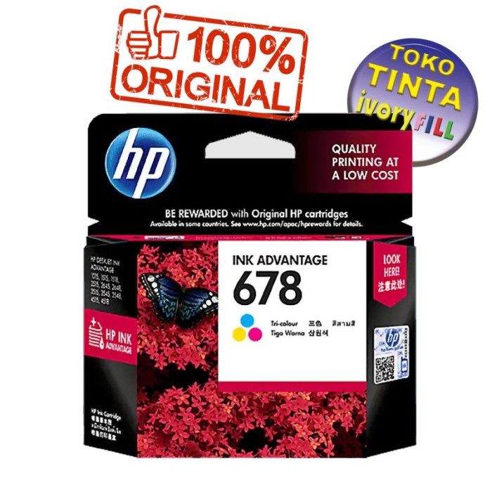 Ready tinta HP 678 warna tricolor original Ink Cartridge printer HP 1515
