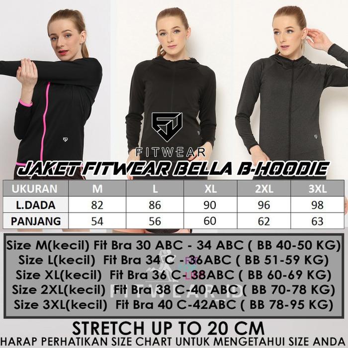 Jaket Olahraga Wanita Fitwear_Id (Running,Sepeda,Gym ) Border [Black] Terbaru