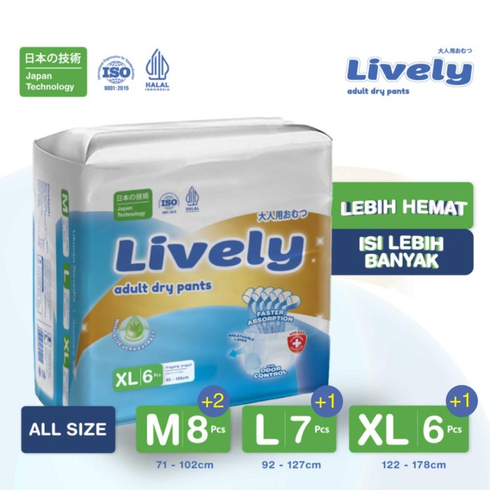 Lively Popok Dewasa Celana Siang Malam - Adult Diapers Dry Pants