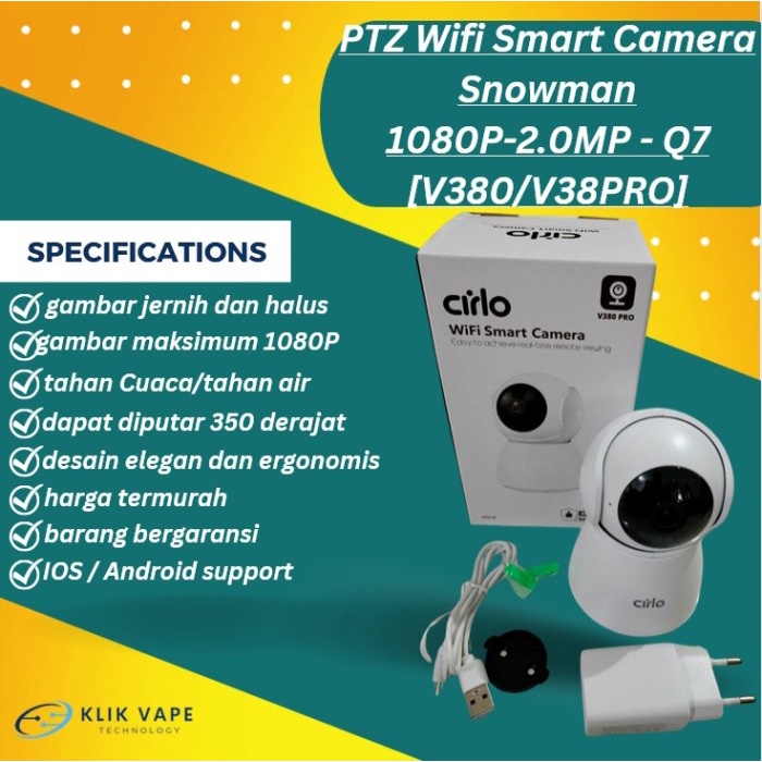PTZ Wifi Smart Camera Snowman 1080P-2.0MP - Q7 [V380/V38PRO] KlikVape