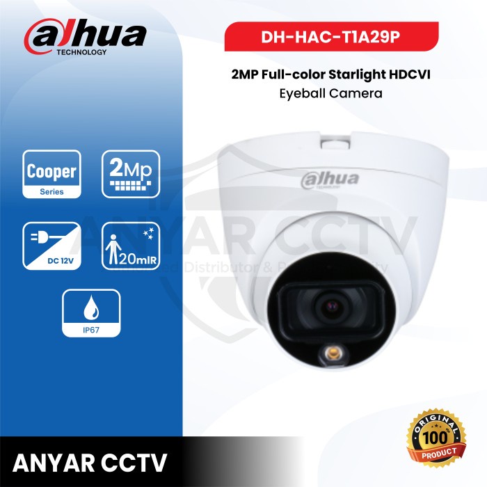 CCTV DAHUA T1A29P COOPER FULL COLOR / DH-HAC-T1A29P ORIGINAL RESMI
