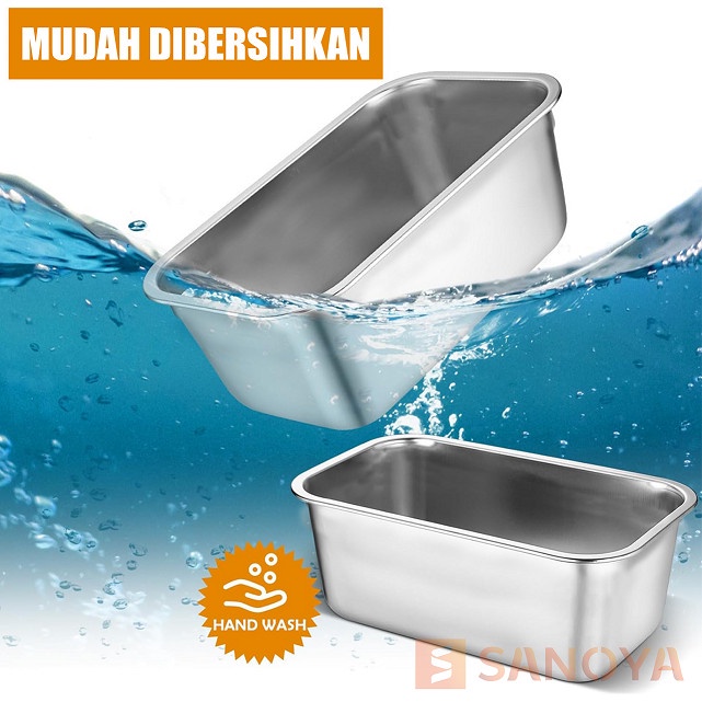 PREMIUM NAMPAN STAINLESS STEEL PERSEGI TEBAL TINGGI 15 CM