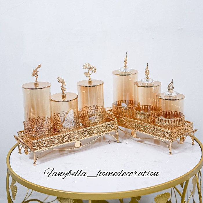 PREMIUM Toples 3 pcs gratis Nampan 1 Set Lebaran Ramadhan Kaca gol