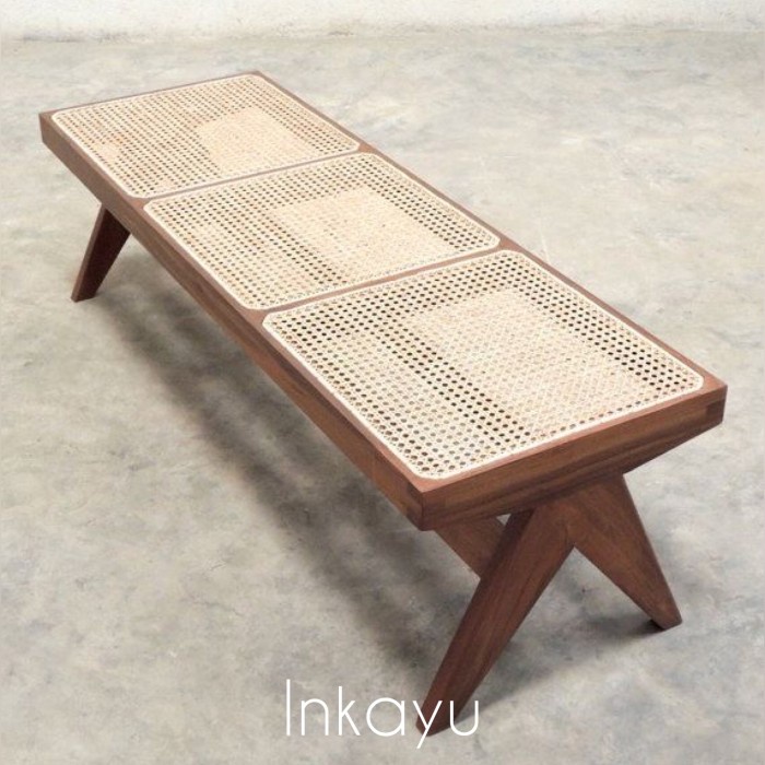 PREMIUM Bench Kayu Rotan, Bangku Rotan ASLI