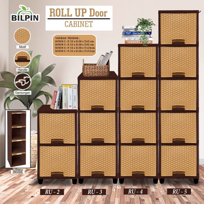 PREMIUM AKAKO ROLL UP DOOR - LEMARI PLASTIK SLIDING UP RAK BUKU RAK SERBAGUNA