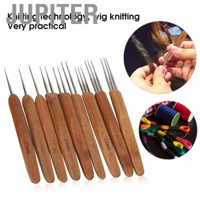 PREMIUM 9 Pcs Set Alat Tenun Rambut Gimbal Single Double 3 Gagang Bambu