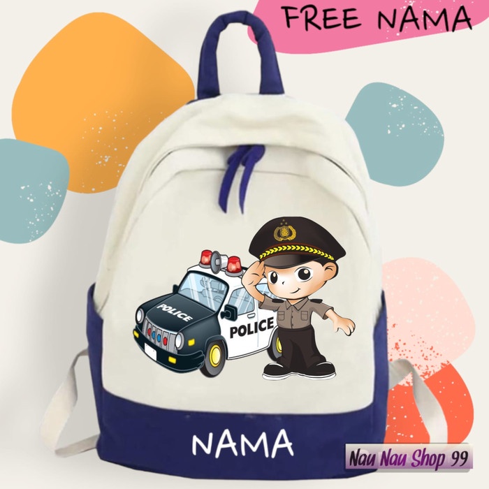 PREMIUM (FREE NAMA) Tas ransel anak animasi polisi keren buat anak