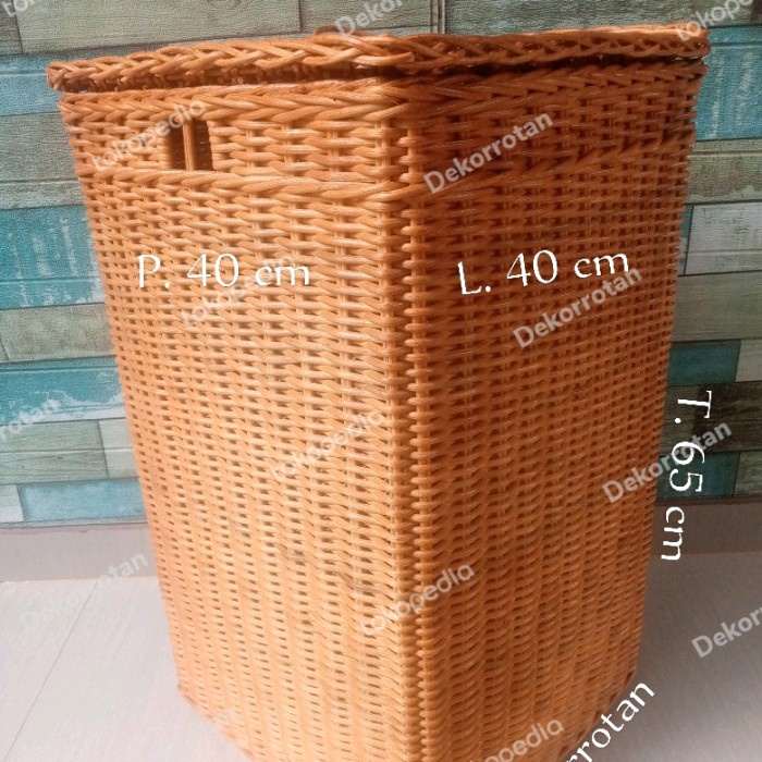 PREMIUM keranjang rotan laundry besar keranjang baju persegi rotan