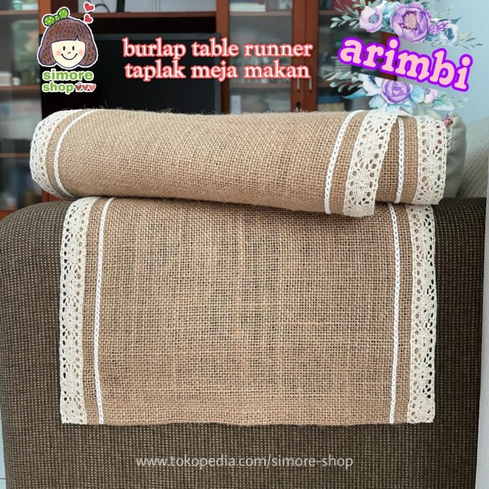 Taplak Meja Makan Goni Burlap Table Runner