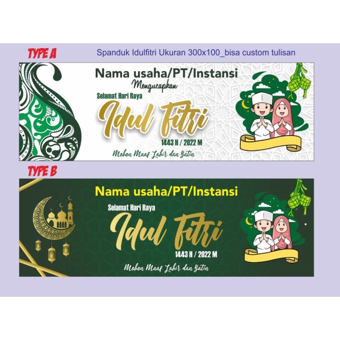 Spanduk IDUL FITRI ukuran 3x1 meter bisa custom tulisan,Banner