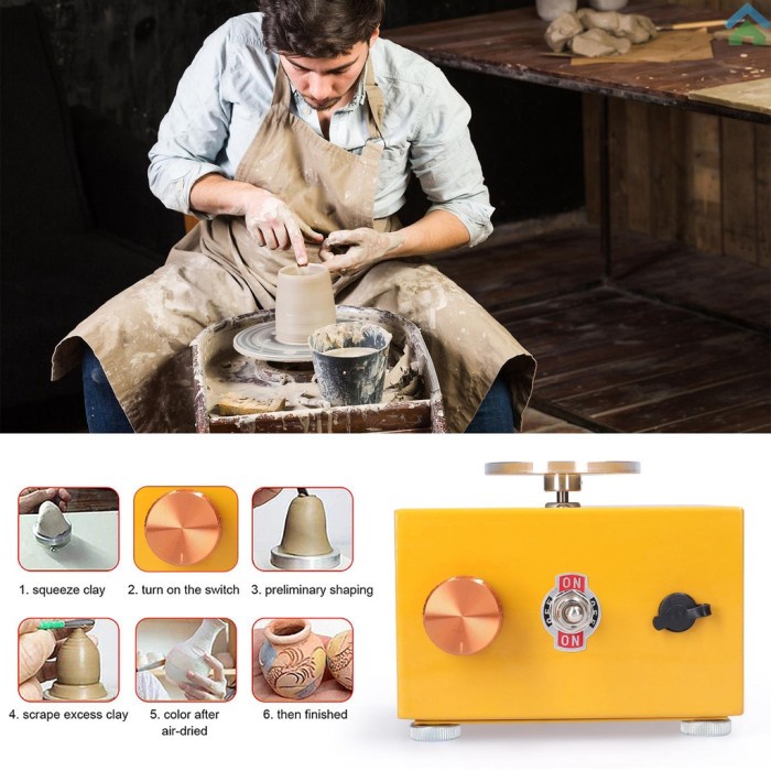 Alat Mesin Roda Tembikar Tanah Liat Keramik Mini Portabel Elektrik