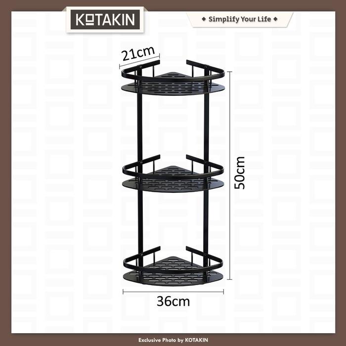 Rak Siku Dapur Kamar Mandi Penyimpanan Bumbu Shampoo Serbaguna 3 Susun Dilengkapi Cantolan Good