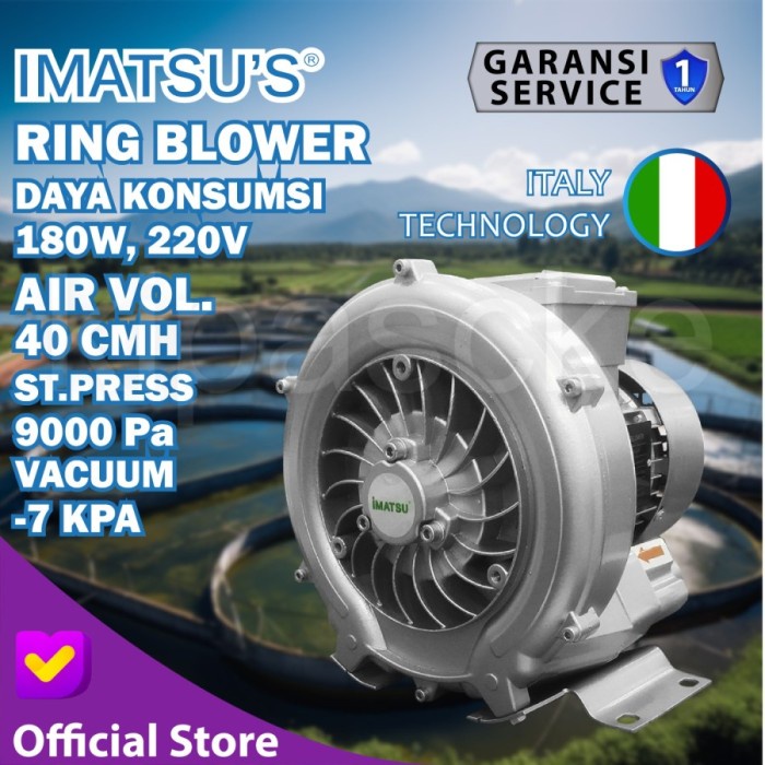 Ring Blower 180W 220V RB-180/1-NB-JX Air Pump Blower Tambak Kolam