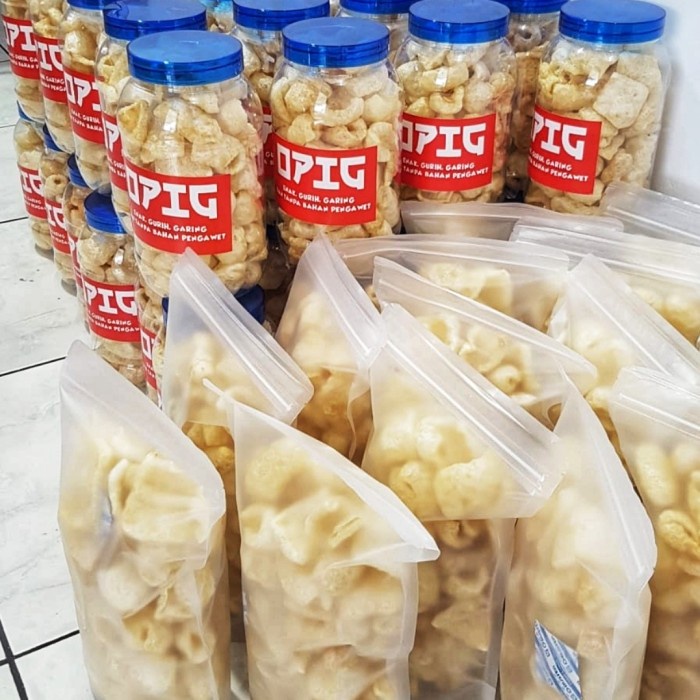 

Kerupuk kulit babi cap opig toples 2lt