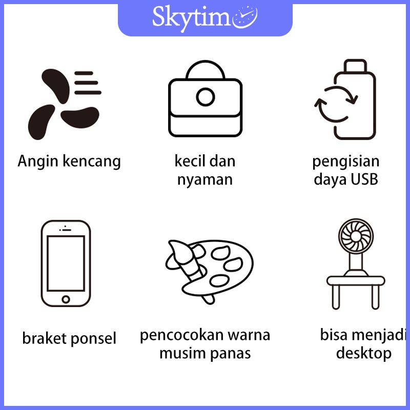 Skytime Kipas Mini Portable Angin Genggam Mini Portable Genggam Holder Hp Lepas Pasang Mini Fan With