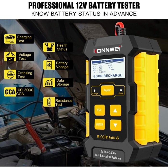 Paling Murah Konnwei Kw510 12V 5A Mobil Battery Charger & Battery Tester & Repair