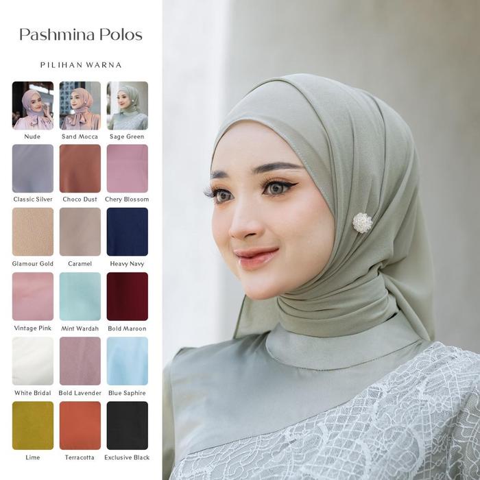 New Lyf Official Pashmina Almira Polos Jilbab Kerudung Hijab Bahan Ceruty Baby Doll Wanita Muslimah