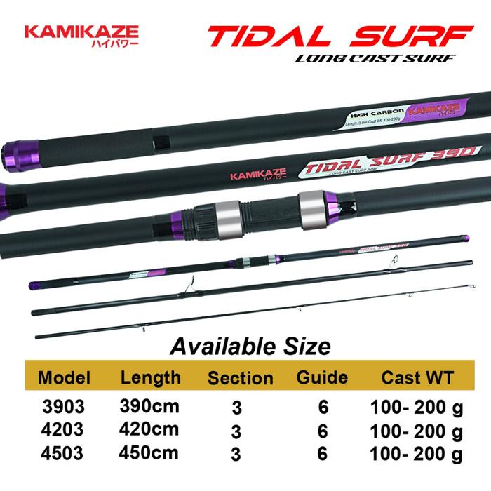 SALE  KAMIKAZE JORAN SPINNING TIDAL SURF HI-CARBON BLANK MATERIAL JORAN PANCING SAMBUNG 3 360CM -
