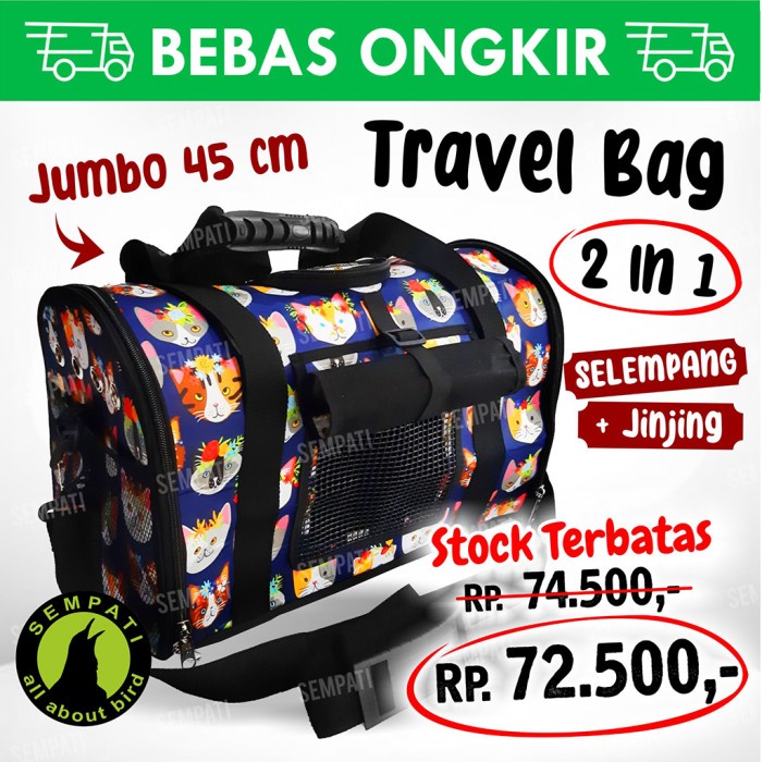 Tas Hewan Pet Cargo Selempang Jinjing Bawa Hewan Burung Kucing Tashwn