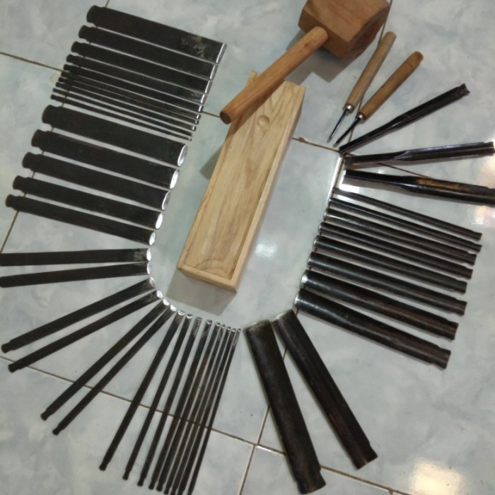 Tatah Ukir Pahat Ukir kayu Satu Set Isi 45 Murah