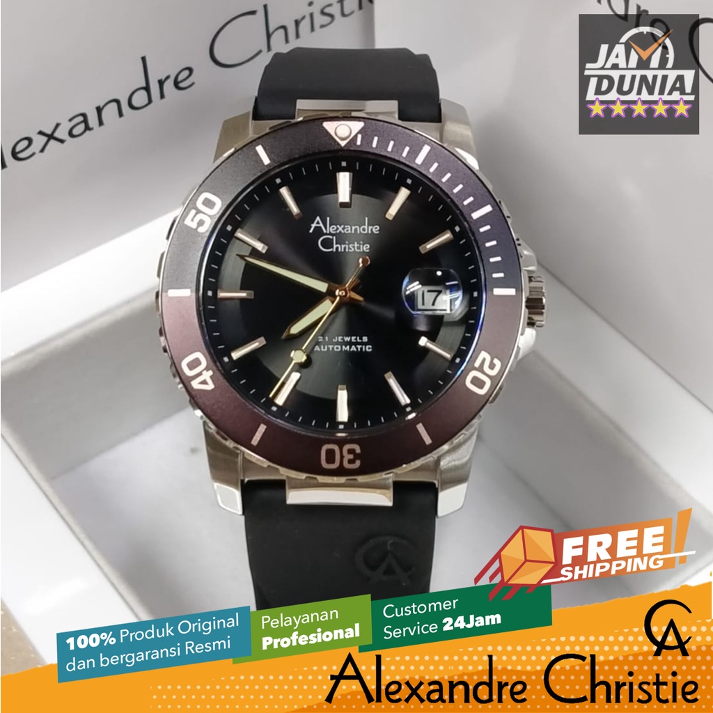 JAM TANGAN PRIA ALEXANDRE CHRISTIE AUTOMATIC ORIGINAL BLACK BROWN 6141 AC 6141 AC6141 ACF6141 JAM AC