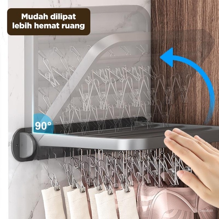 Ready Gantungan Lipat Multifungsi Tempel Dinding Gantung Jemuran Pakaian Baju/Celana Dalam Rak