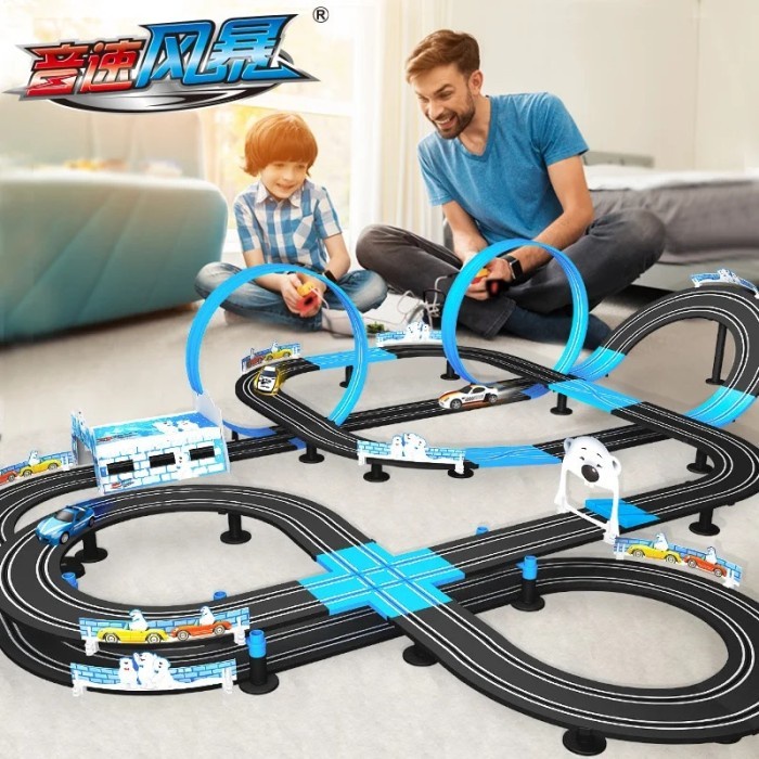 Electric Railway Track Toy Set Double Remote Control Car Racing Track