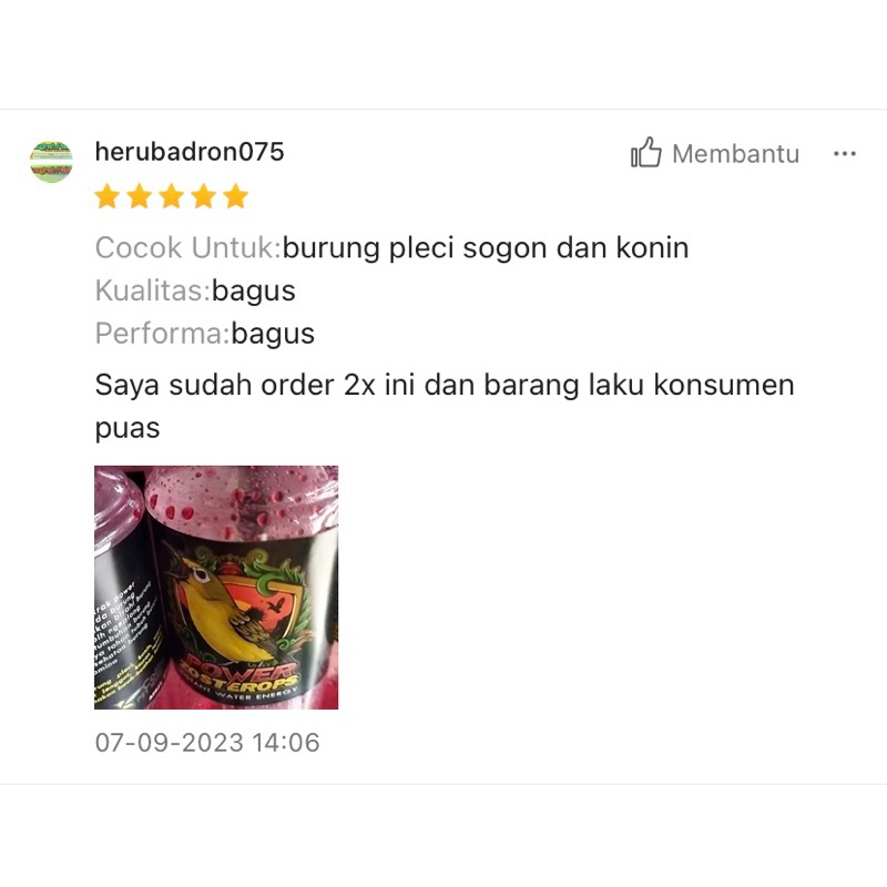 POWER ZOSTEROPS doping pleci sogon konin instant water energy minuman multivitamin doping burung